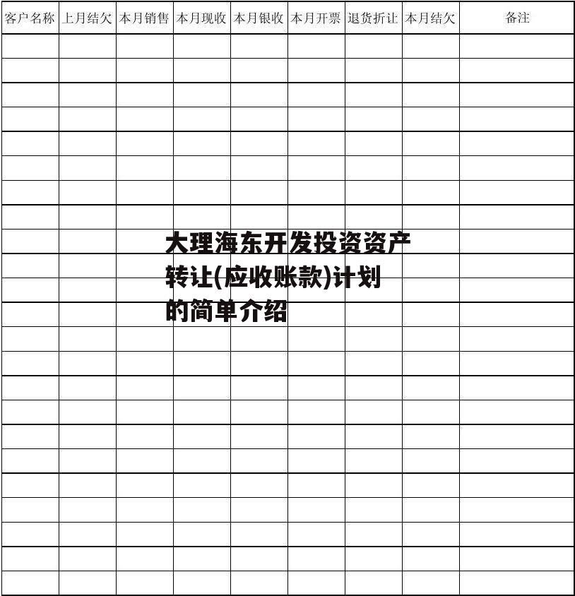 大理海东开发投资资产转让(应收账款)计划的简单介绍