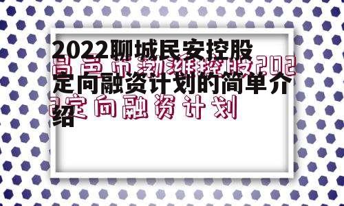 2022聊城民安控股定向融资计划的简单介绍