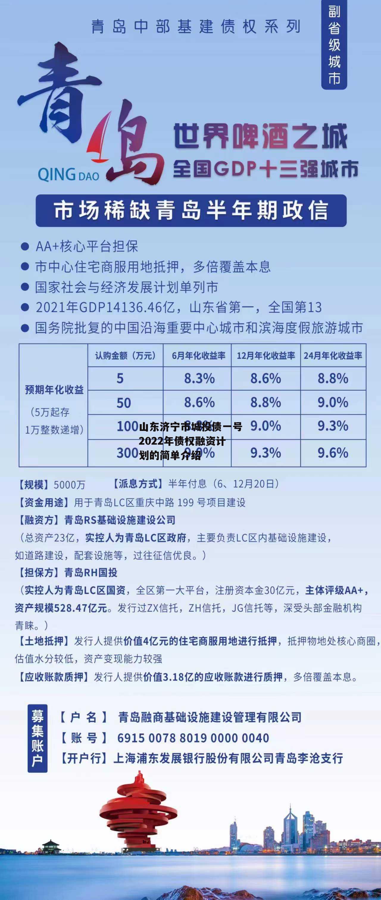 山东济宁市城投债一号2022年债权融资计划的简单介绍