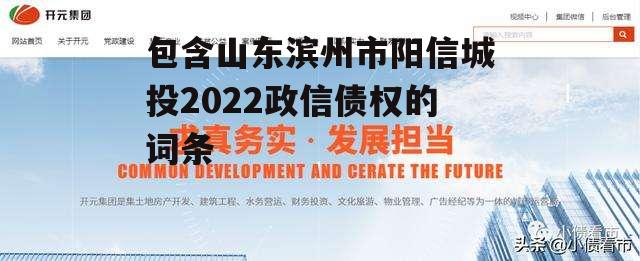 包含山东滨州市阳信城投2022政信债权的词条