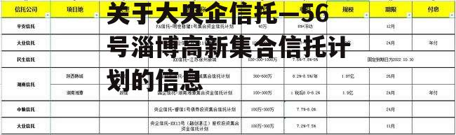 关于大央企信托—56号淄博高新集合信托计划的信息