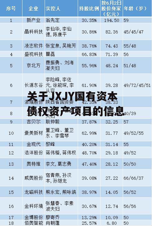 关于JXJY国有资本债权资产项目的信息