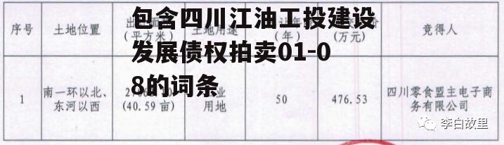 包含四川江油工投建设发展债权拍卖01-08的词条