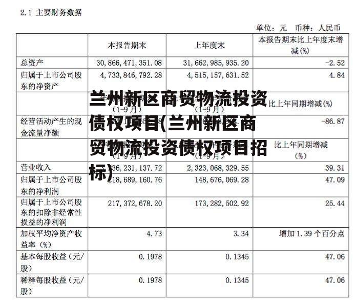 兰州新区商贸物流投资债权项目(兰州新区商贸物流投资债权项目招标)