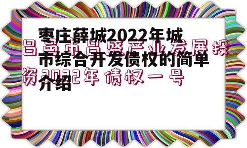 枣庄薛城2022年城市综合开发债权的简单介绍