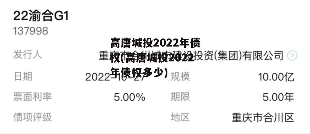 高唐城投2022年债权(高唐城投2022年债权多少)