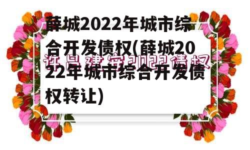 薛城2022年城市综合开发债权(薛城2022年城市综合开发债权转让)