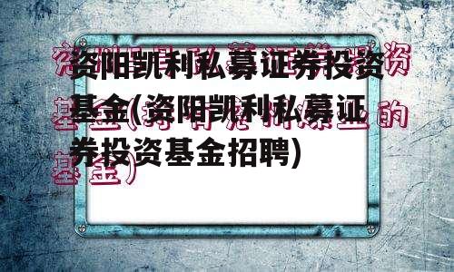 资阳凯利私募证券投资基金(资阳凯利私募证券投资基金招聘)