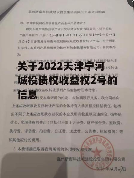 关于2022天津宁河城投债权收益权2号的信息