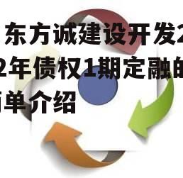 山东方诚建设开发2022年债权1期定融的简单介绍