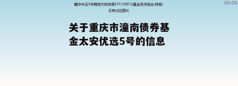 关于重庆市潼南债券基金太安优选5号的信息