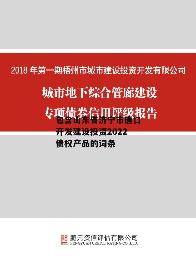 包含山东省济宁市唐口开发建设投资2022债权产品的词条