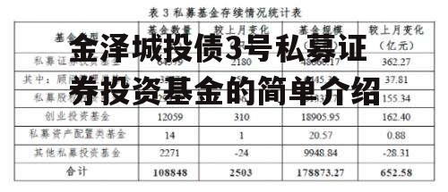 金泽城投债3号私募证券投资基金的简单介绍