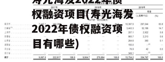 寿光海发2022年债权融资项目(寿光海发2022年债权融资项目有哪些)