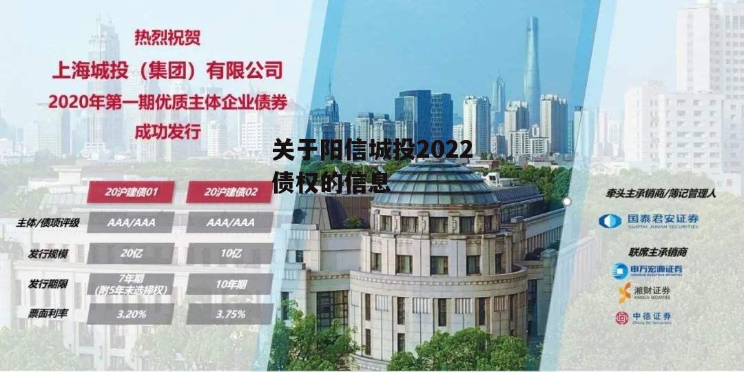 关于阳信城投2022债权的信息