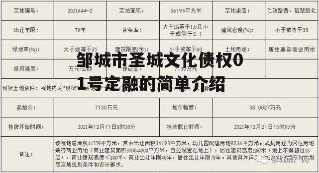 邹城市圣城文化债权01号定融的简单介绍