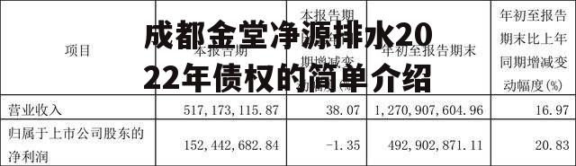 成都金堂净源排水2022年债权的简单介绍