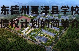 山东德州夏津县学校建设债权计划的简单介绍