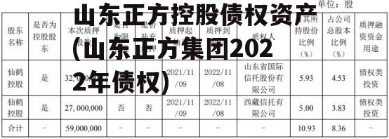 山东正方控股债权资产(山东正方集团2022年债权)