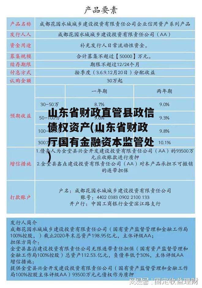 山东省财政直管县政信债权资产(山东省财政厅国有金融资本监管处)