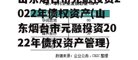 山东烟台市元融投资2022年债权资产(山东烟台市元融投资2022年债权资产管理)