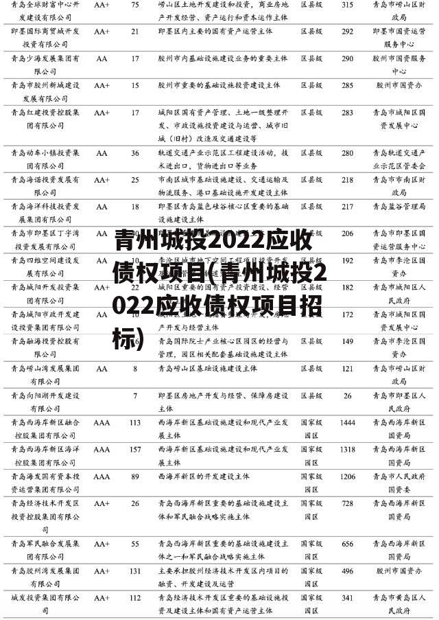 青州城投2022应收债权项目(青州城投2022应收债权项目招标)