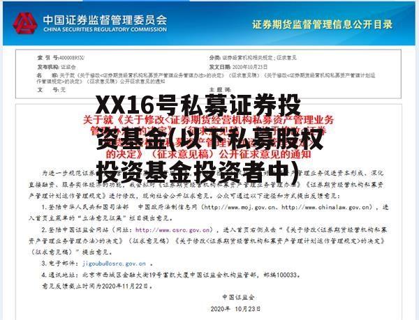 XX16号私募证券投资基金(以下私募股权投资基金投资者中)