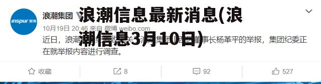 浪潮信息最新消息(浪潮信息3月10日)