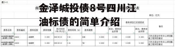 金泽城投债8号四川江油标债的简单介绍