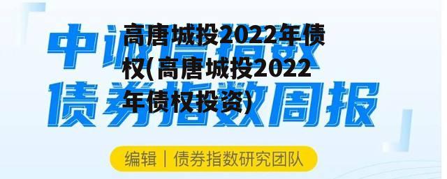 高唐城投2022年债权(高唐城投2022年债权投资)