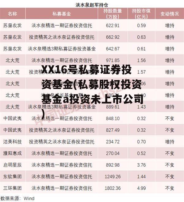 XX16号私募证券投资基金(私募股权投资基金a投资未上市公司)