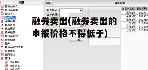 融券卖出(融券卖出的申报价格不得低于)