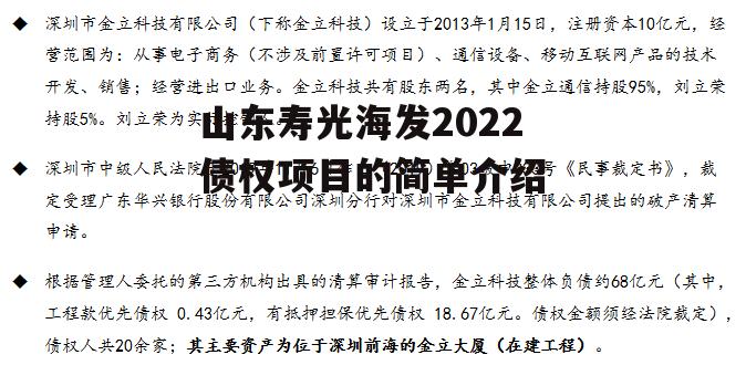山东寿光海发2022债权项目的简单介绍