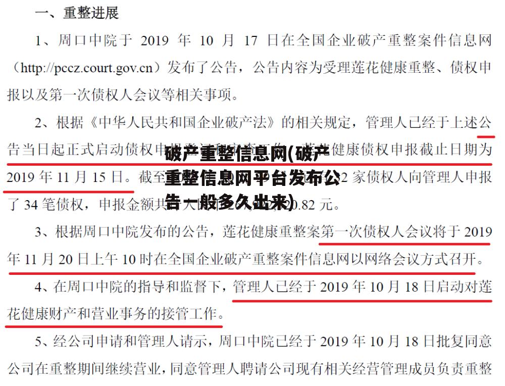 破产重整信息网(破产重整信息网平台发布公告一般多久出来)