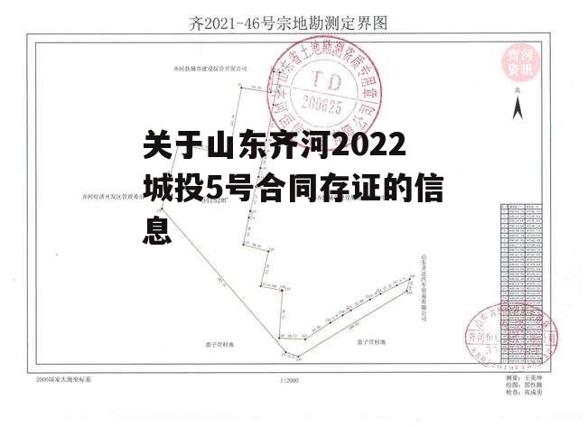 关于山东齐河2022城投5号合同存证的信息