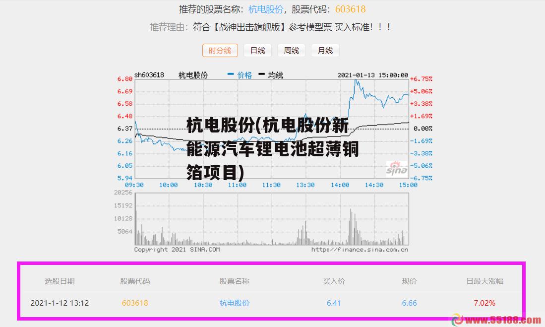 杭电股份(杭电股份新能源汽车锂电池超薄铜箔项目)