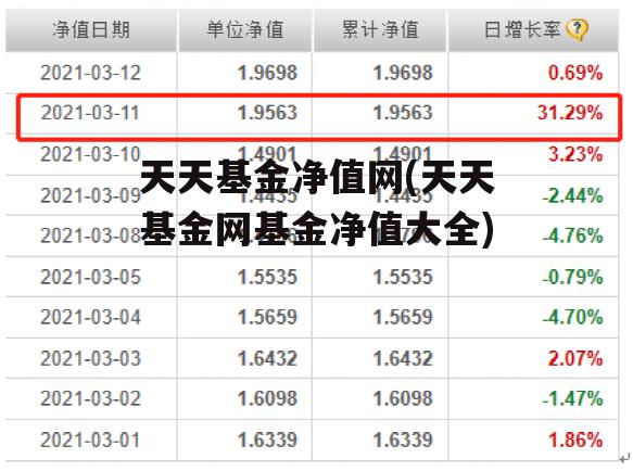 天天基金净值网(天天基金网基金净值大全)