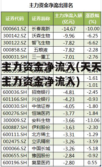 主力资金净流入(天天主力资金净流入)