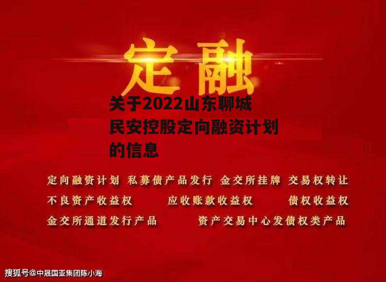 关于2022山东聊城民安控股定向融资计划的信息