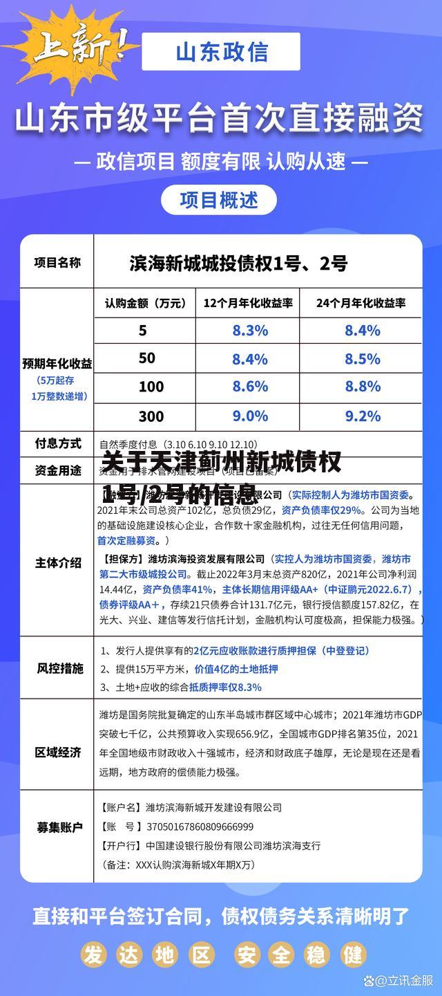 关于天津蓟州新城债权1号/2号的信息