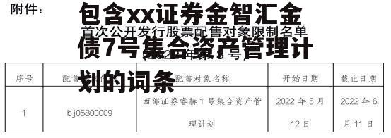 包含xx证券金智汇金债7号集合资产管理计划的词条