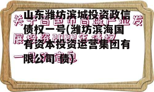 山东潍坊滨城投资政信债权一号(潍坊滨海国有资本投资运营集团有限公司 债)