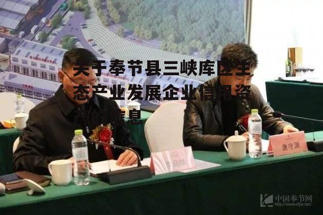 关于奉节县三峡库区生态产业发展企业信用资产的信息