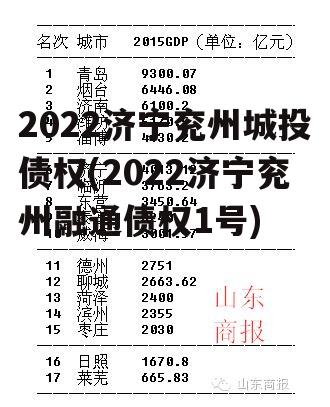 2022济宁兖州城投债权(2022济宁兖州融通债权1号)