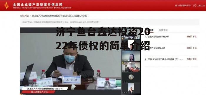 济宁鱼台鑫达投资2022年债权的简单介绍