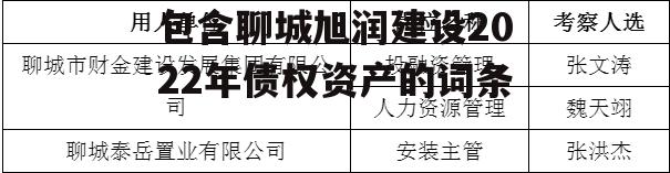 包含聊城旭润建设2022年债权资产的词条