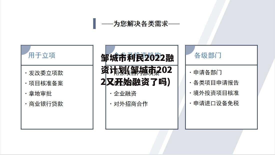 邹城市利民2022融资计划(邹城市2022又开始融资了吗)