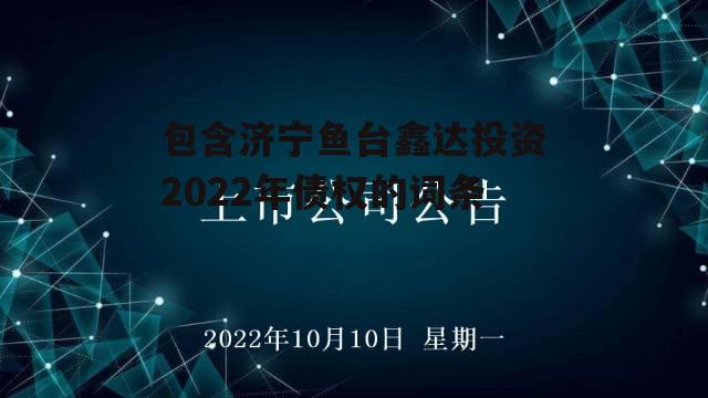 包含济宁鱼台鑫达投资2022年债权的词条