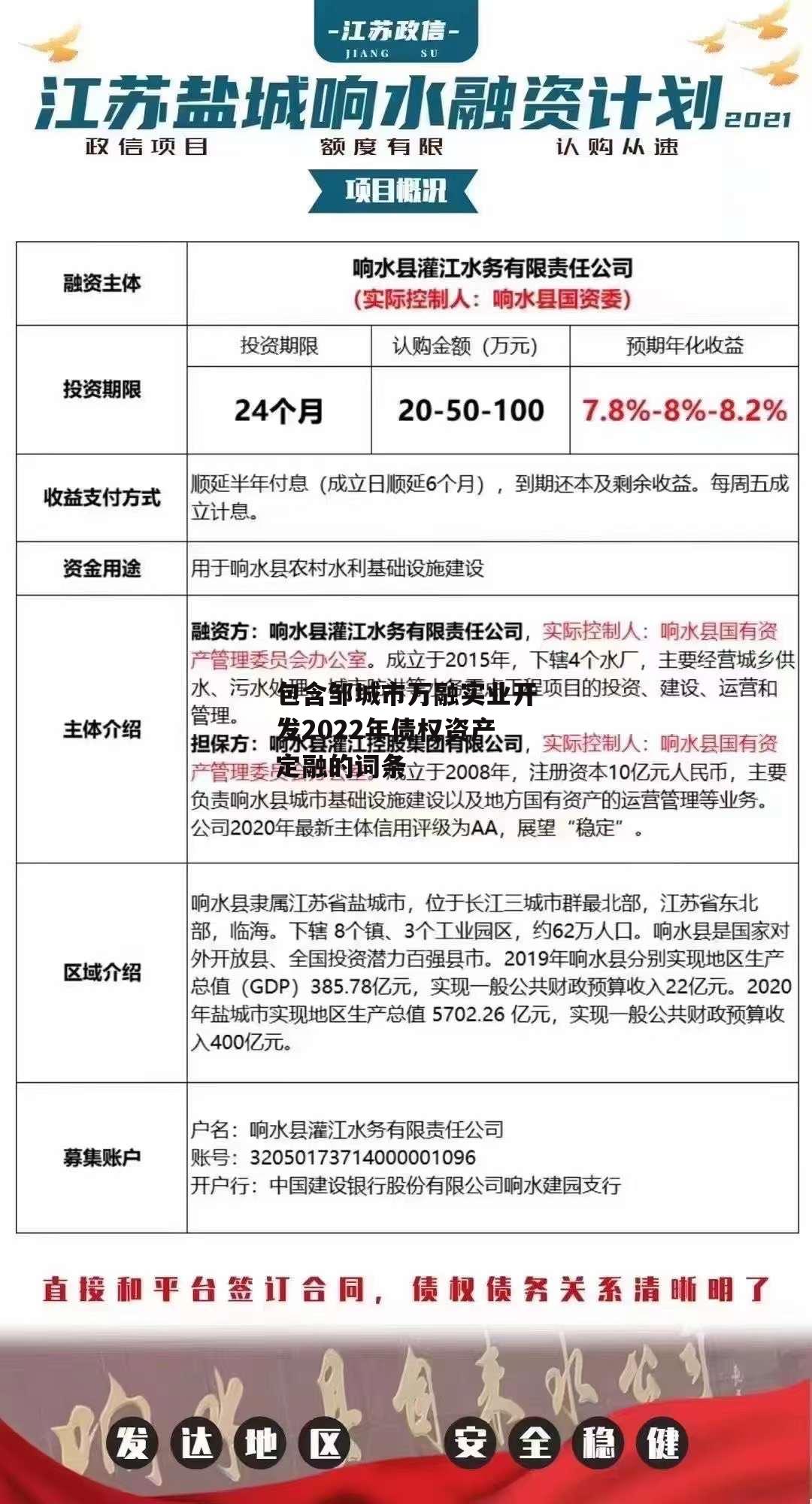 包含邹城市万融实业开发2022年债权资产定融的词条