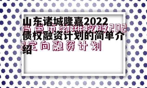 山东诸城隆嘉2022债权融资计划的简单介绍